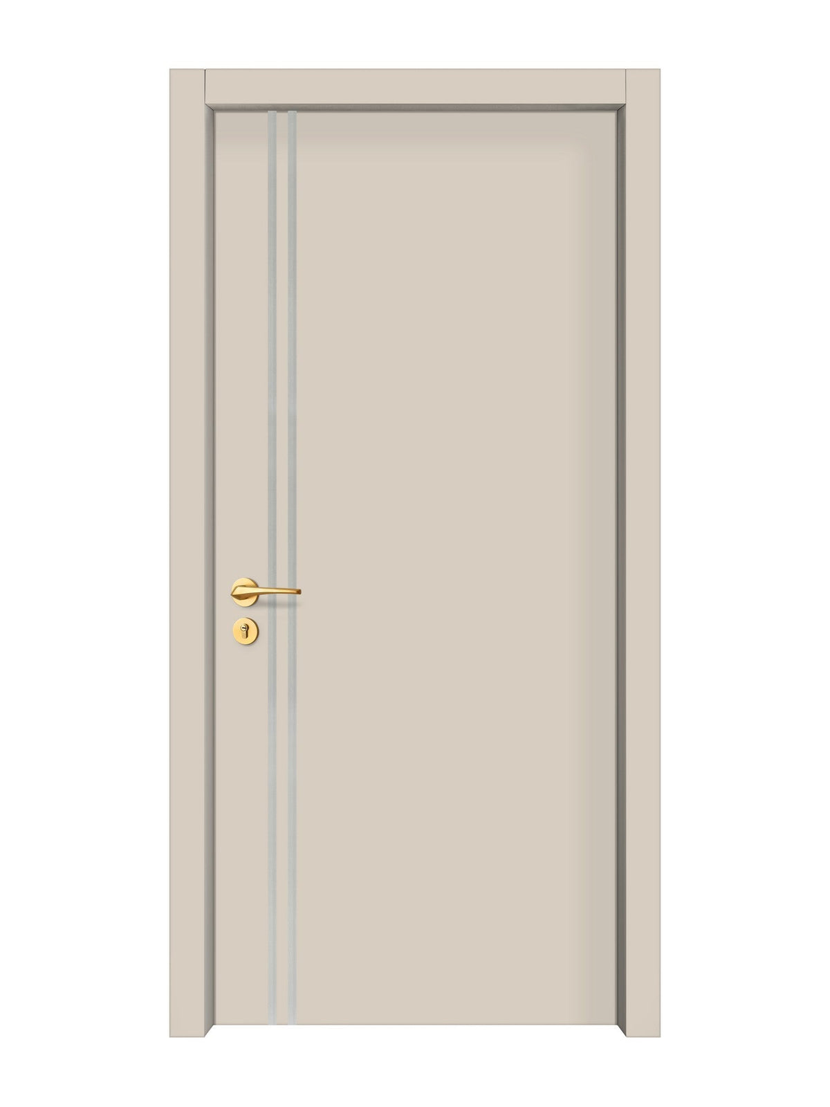 Stone Beige Interior Door Slab - Aliyah 2L Inlay Design in Satin Silver epoxy