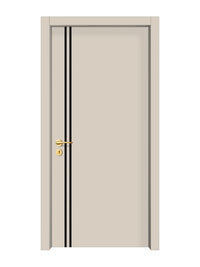 Stone Beige Interior Door Slab - Aliyah 2L Inlay Design in Glossy Black epoxy