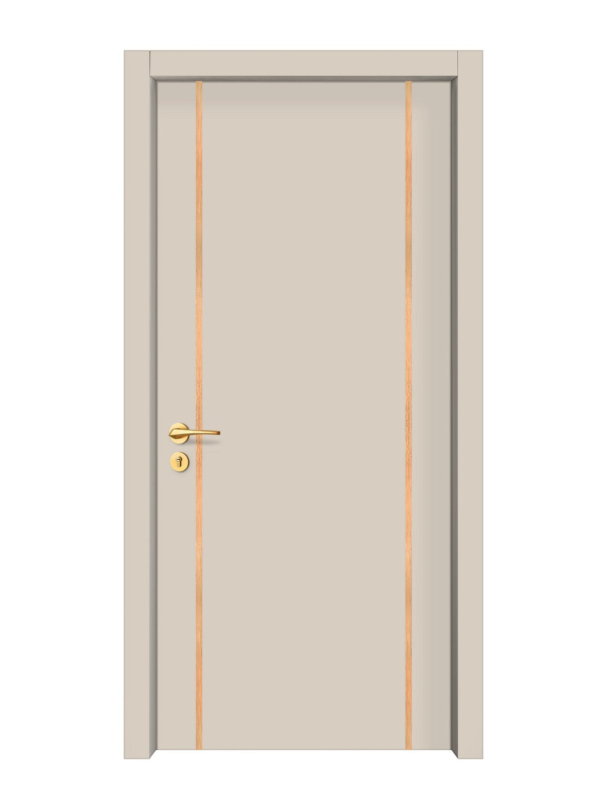 Stone Beige Interior Double Door Slabs - Aliyah 2 Inlay Design in Brushed Rose Gold epoxy