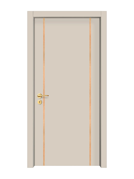 Stone Beige Interior Double Door Slabs - Aliyah 2 Inlay Design in Brushed Rose Gold epoxy