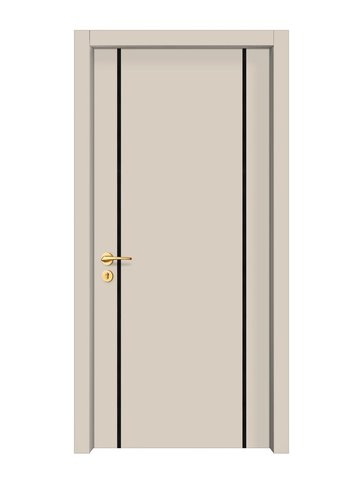 Stone Beige Interior Door Slab - Aliyah 2 Inlay Design in Glossy Black epoxy