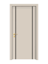 Stone Beige Interior Door Slab - Aliyah 2 Inlay Design in Glossy Black epoxy