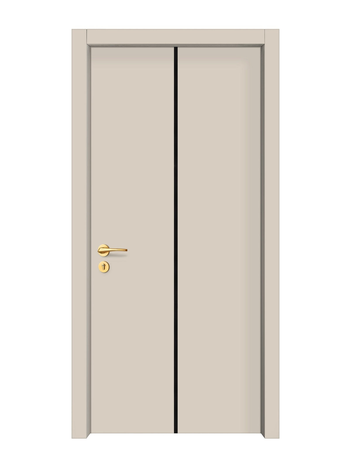 Stone Beige Interior Double Door Slabs - Aliyah 1C Inlay Design in Glossy Black epoxy