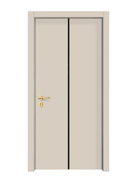 Stone Beige Interior Double Door Slabs - Aliyah 1C Inlay Design in Glossy Black epoxy