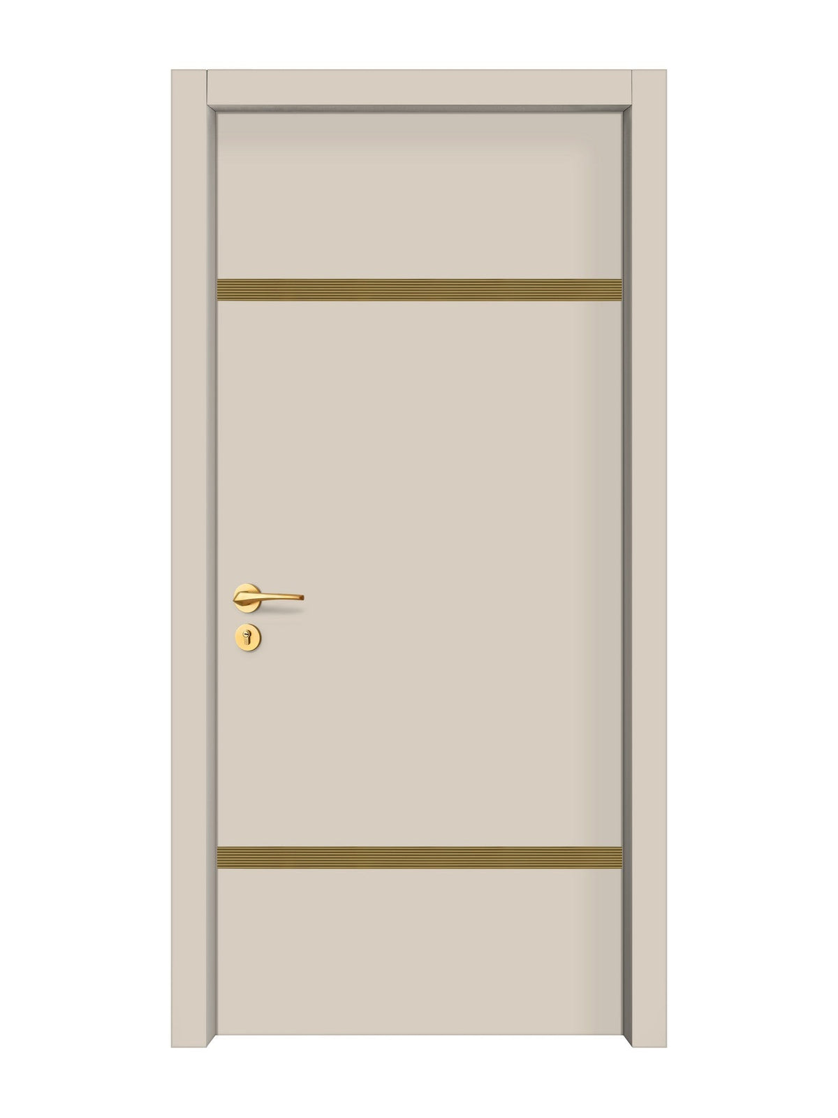 Stone Beige Interior Door Slab - Elevar 2W Inlay Design in Gold epoxy