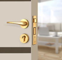 Stone Beige Interior Double Door Slabs - Elevar 2N Inlay Design in Bronze epoxy, angled view