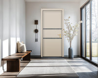Stone Beige Interior Door Slab - Elevar 2N Inlay Design in Gray epoxy, detail view