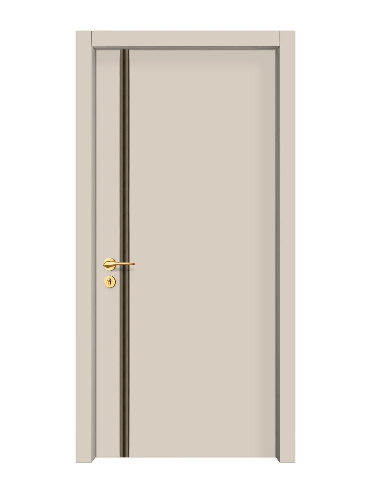 Stone Beige Interior Door Slab - Aliyah 1L Inlay Design in Bronze epoxy
