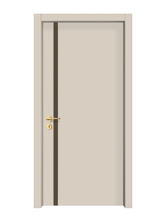 Stone Beige Interior Door Slab - Aliyah 1L Inlay Design in Bronze epoxy