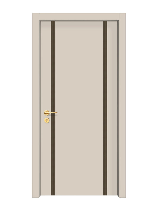 Stone Beige Interior Door Slab - Aliyah 2 Inlay Design in Bronze epoxy