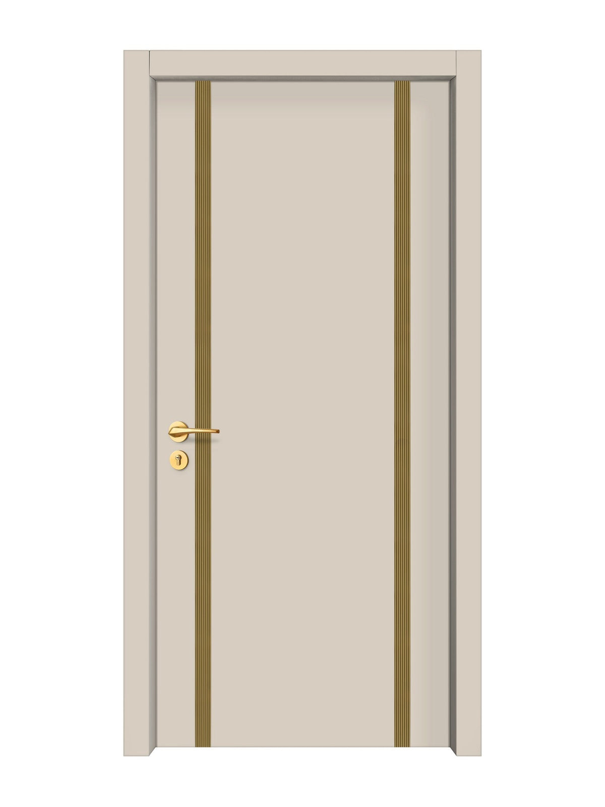 Stone Beige Interior Door Slab - Aliyah 2 Inlay Design in Gold epoxy
