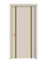 Stone Beige Interior Door Slab - Aliyah 2 Inlay Design in Gold epoxy
