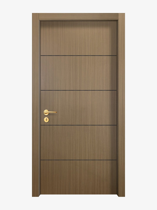 Toasted Walnut Interior Door Slab - Elevar 4 Concave Design in Black Pearl epoxy