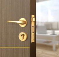 Toasted Walnut Interior Door Slab - Elevar 4 Concave Design in Solar Gold epoxy, angled view