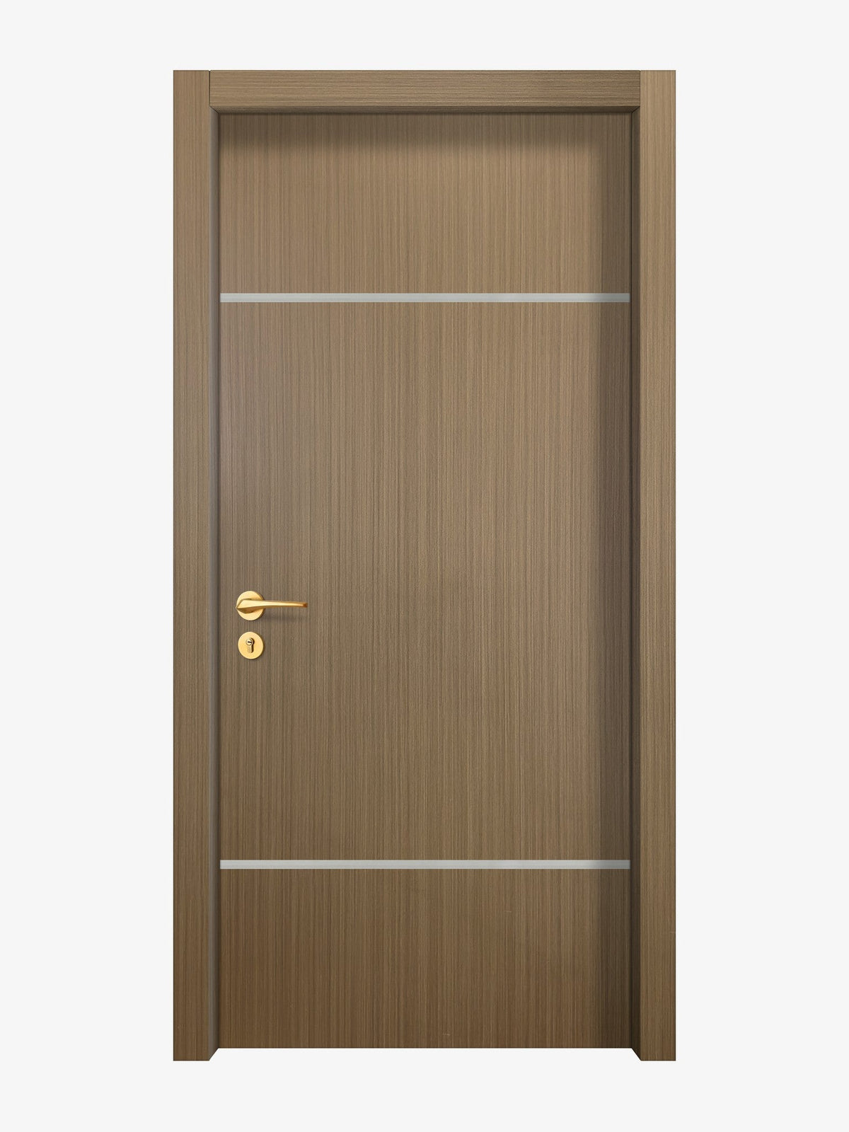 Toasted Walnut Interior Door Slab - Elevar 2W Inlay Design in Satin Silver epoxy