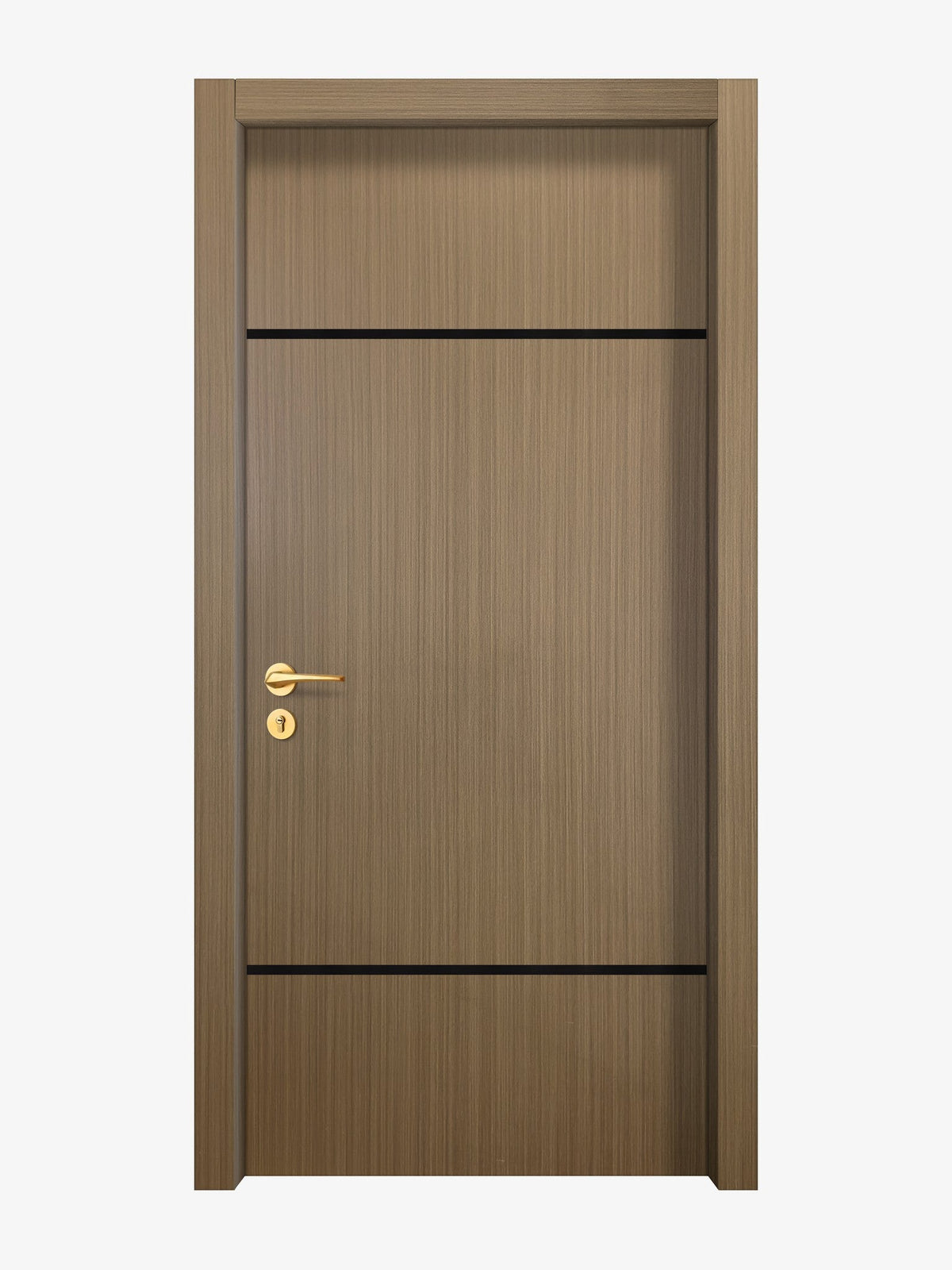 Toasted Walnut Interior Door Slab - Elevar 2W Inlay Design in Glossy Black epoxy