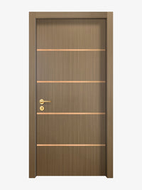 Toasted Walnut Interior Double Door Slabs - Elevar 4 Inlay Design in Brushed Rose Gold epoxy