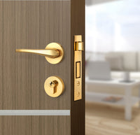 Toasted Walnut Interior Door Slab - Elevar 4 Inlay Design in Satin Silver epoxy, angled view