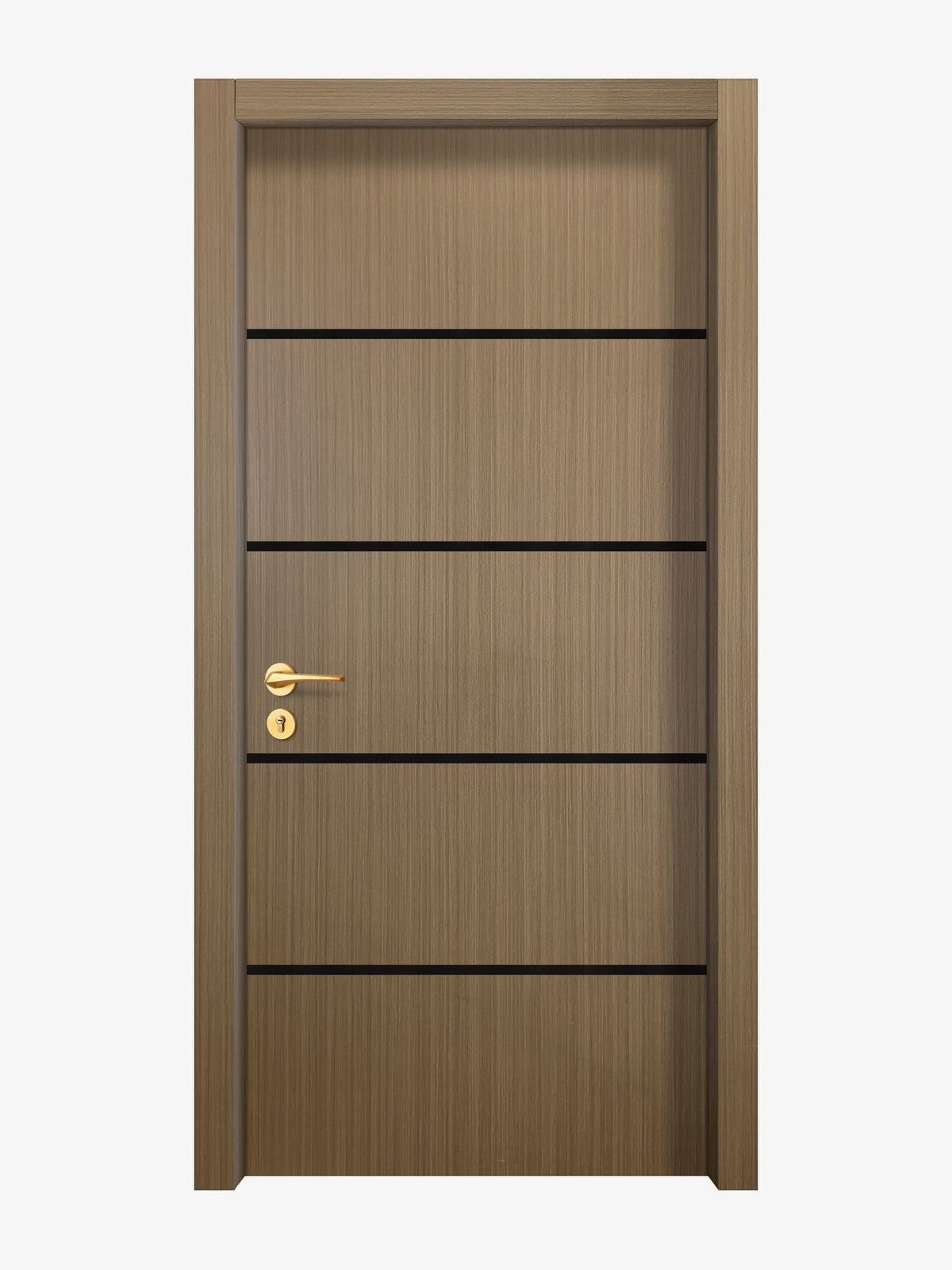 Toasted Walnut Interior Double Door Slabs - Elevar 4 Inlay Design in Glossy Black epoxy