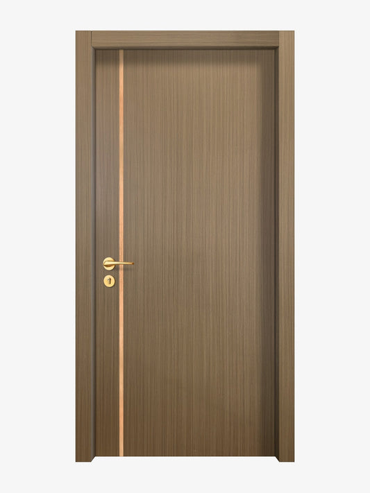 Toasted Walnut Interior Double Door Slabs - Aliyah 1L Inlay Design in Brushed Rose Gold epoxy
