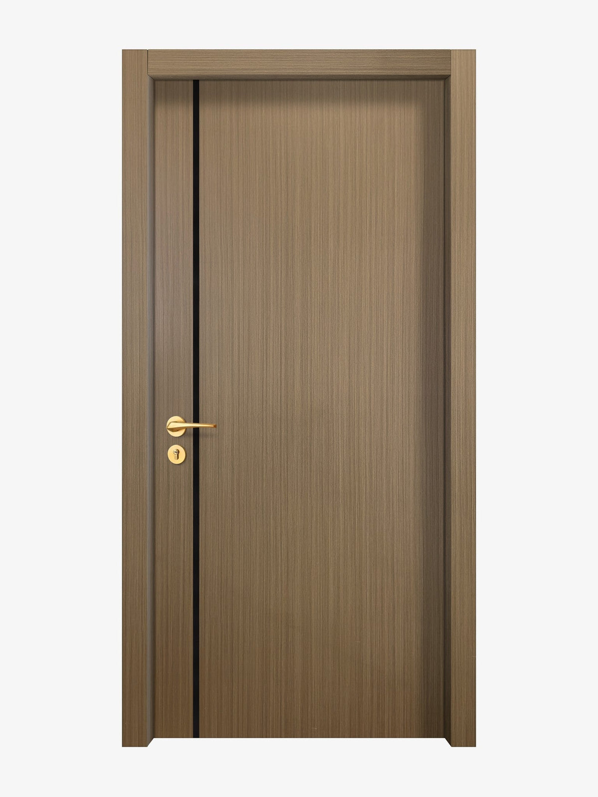 Toasted Walnut Interior Door Slab - Aliyah 1L Inlay Design in Glossy Black epoxy
