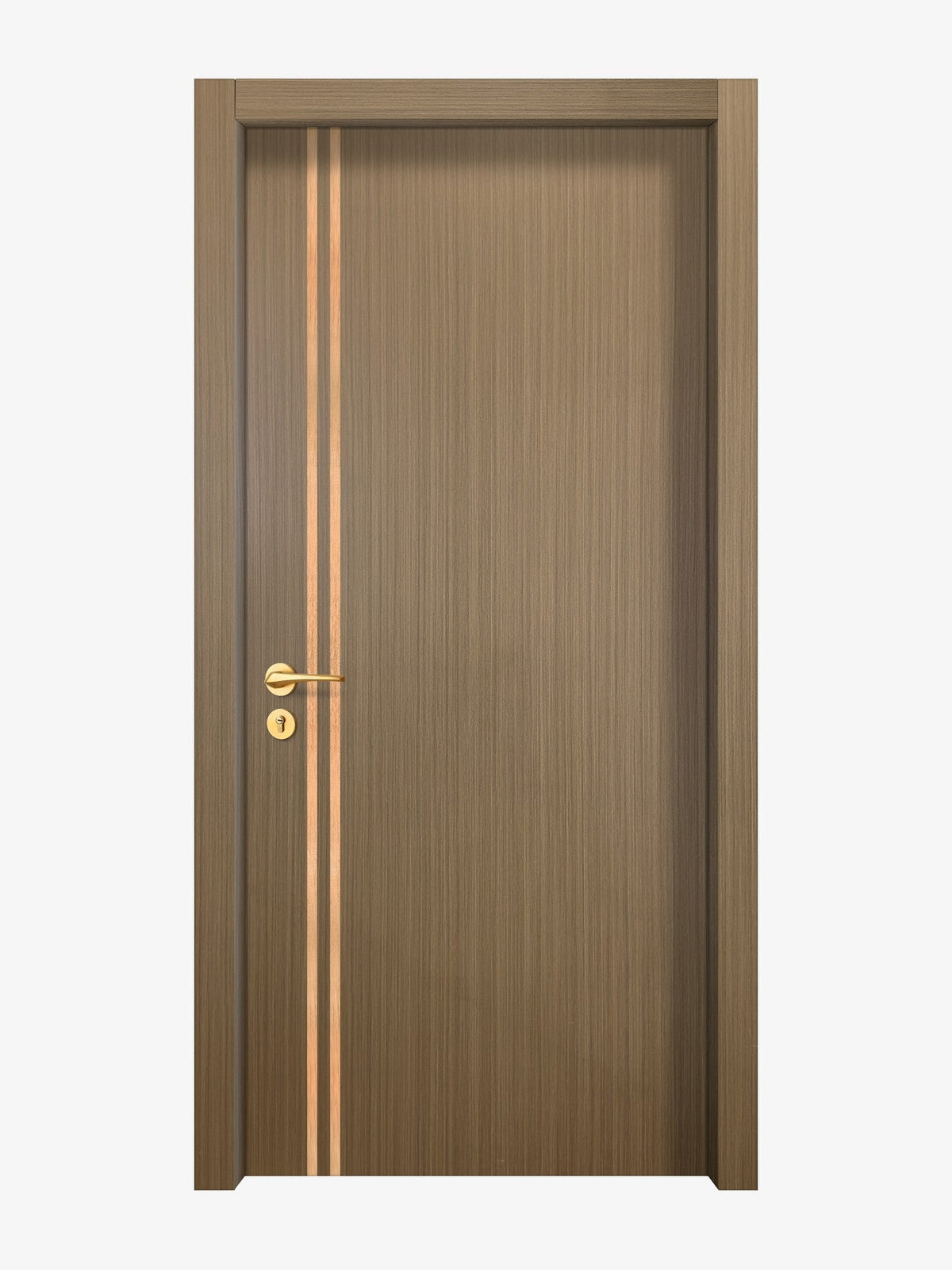 Toasted Walnut Interior Double Door Slabs - Aliyah 2L Inlay Design in Brushed Rose Gold epoxy