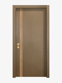 Toasted Walnut Interior Door Slab - Aliyah 2L Inlay Design in Brushed Rose Gold epoxy