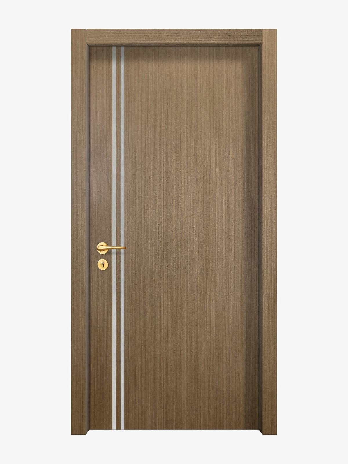Toasted Walnut Interior Door Slab - Aliyah 2L Inlay Design in Satin Silver epoxy