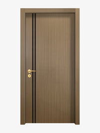 Toasted Walnut Interior Double Door Slabs - Aliyah 2L Inlay Design in Glossy Black epoxy