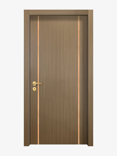 Toasted Walnut Interior Double Door Slabs - Aliyah 2 Inlay Design (I2203)