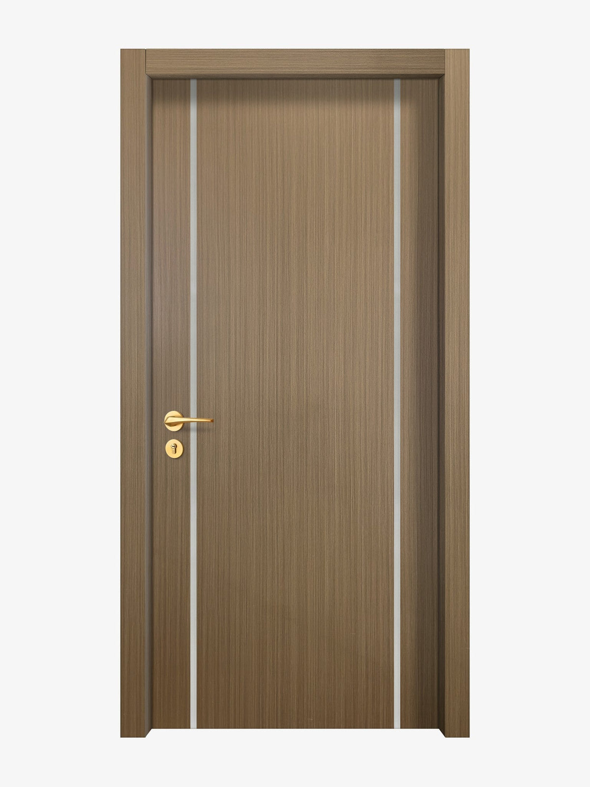 Toasted Walnut Interior Double Door Slabs - Aliyah 2 Inlay Design in Satin Silver epoxy