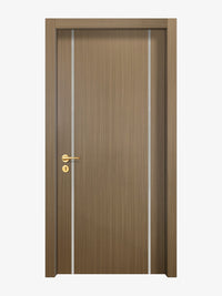 Toasted Walnut Interior Double Door Slabs - Aliyah 2 Inlay Design in Satin Silver epoxy