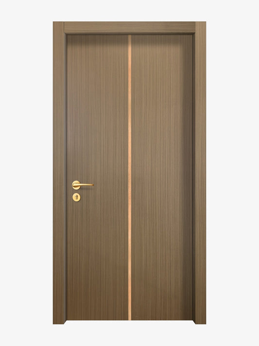 Toasted Walnut Interior Door Slab - Aliyah 1C Inlay Design in Brushed Rose Gold epoxy