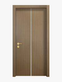 Toasted Walnut Interior Door Slab - Aliyah 1C Inlay Design in Satin Silver epoxy