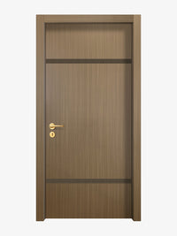 Toasted Walnut Interior Double Door Slabs - Elevar 2W Inlay Design in Bronze epoxy