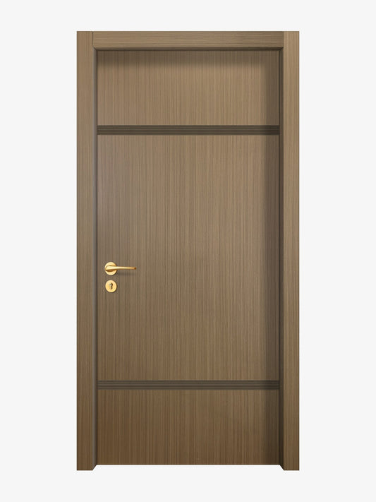 Toasted Walnut Interior Double Door Slabs - Elevar 2W Inlay Design in Bronze epoxy