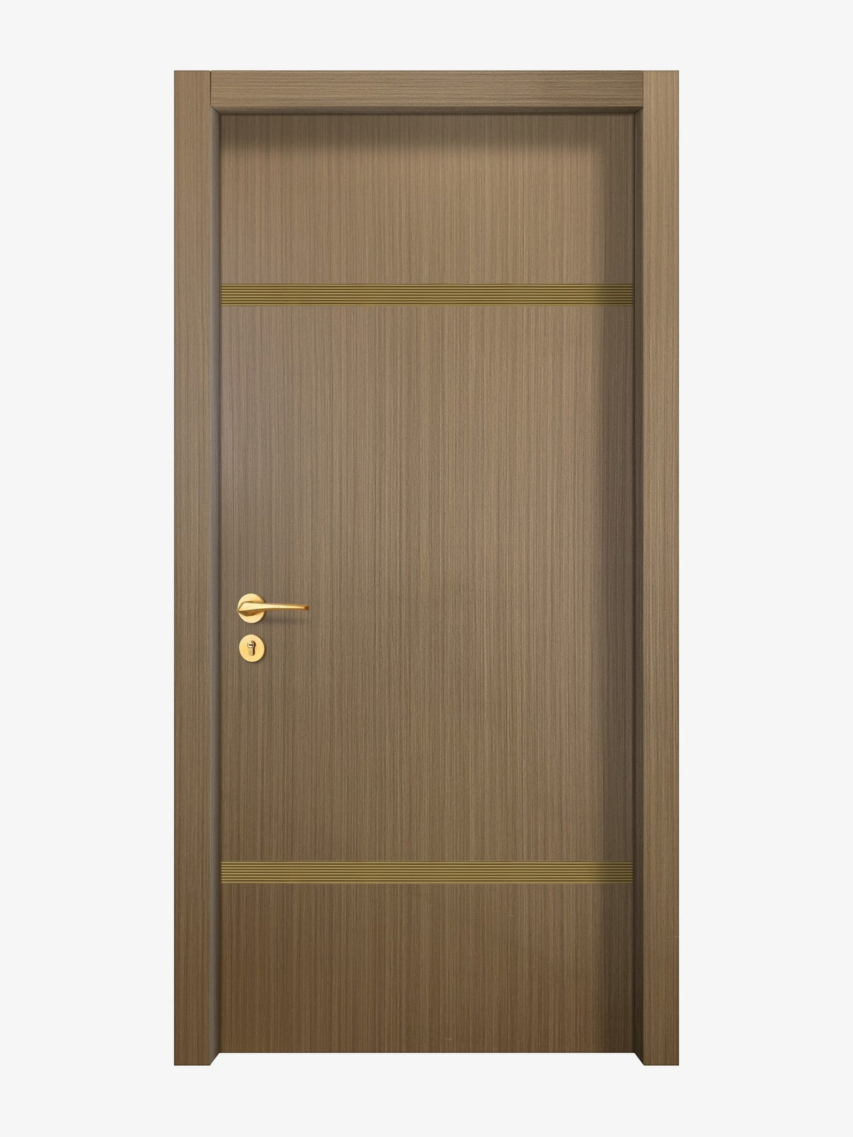 Toasted Walnut Interior Double Door Slabs - Elevar 2W Inlay Design in Gold epoxy