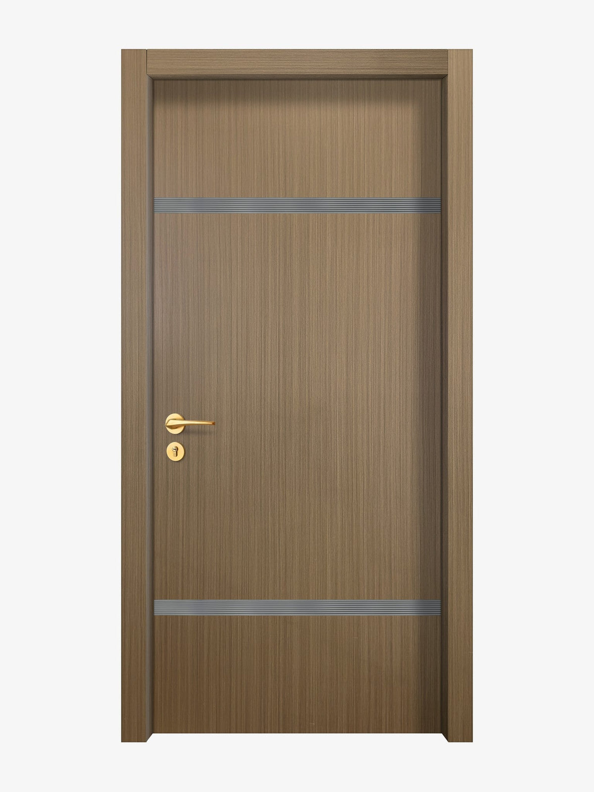 Toasted Walnut Interior Door Slab - Elevar 2W Inlay Design in Gray epoxy