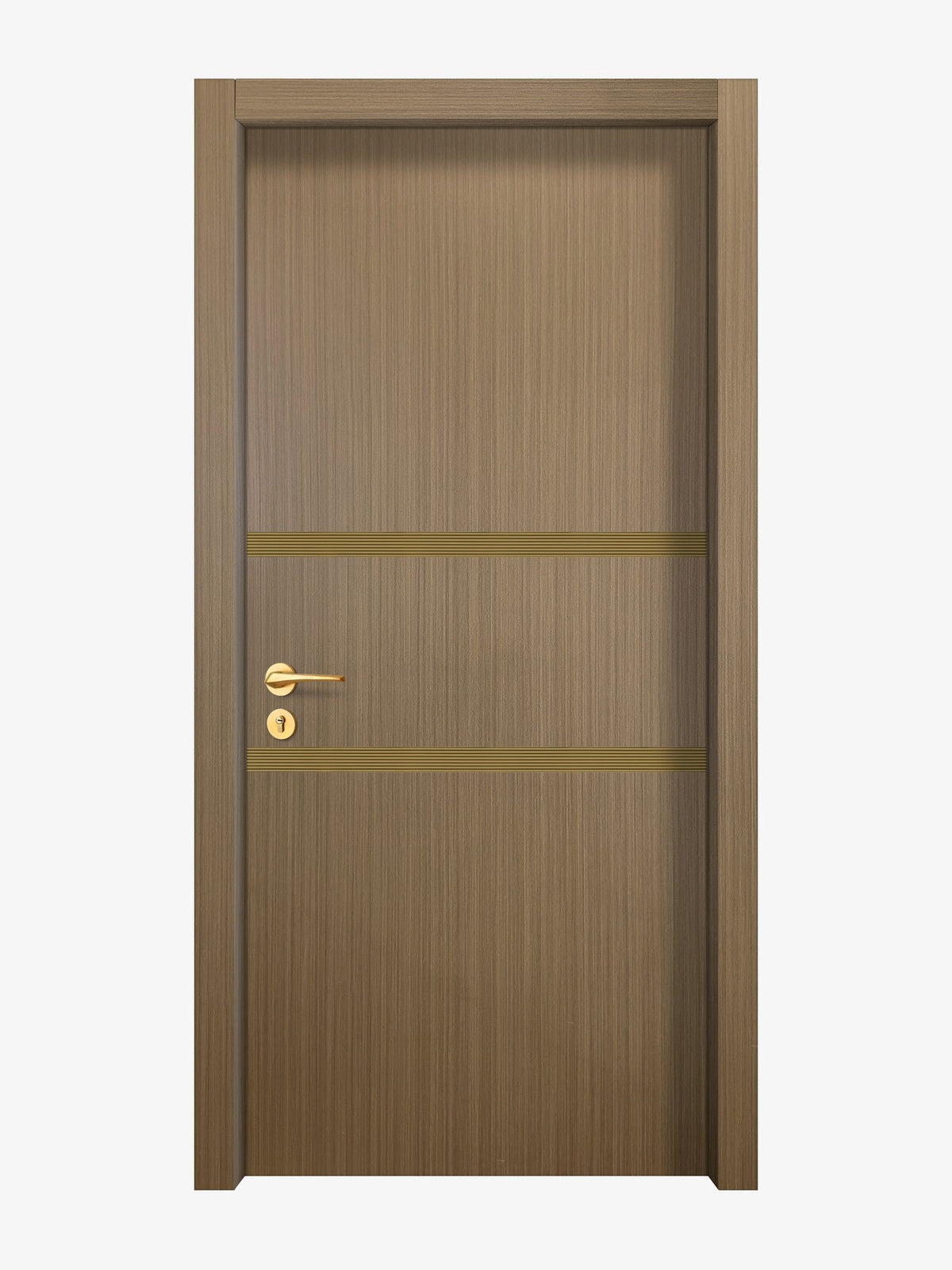 Toasted Walnut Interior Door Slab - Elevar 2N Inlay Design in Gold epoxy