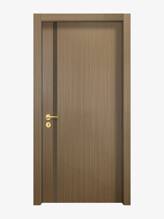 Toasted Walnut Interior Door Slab - Aliyah 1L Inlay Design in Bronze epoxy