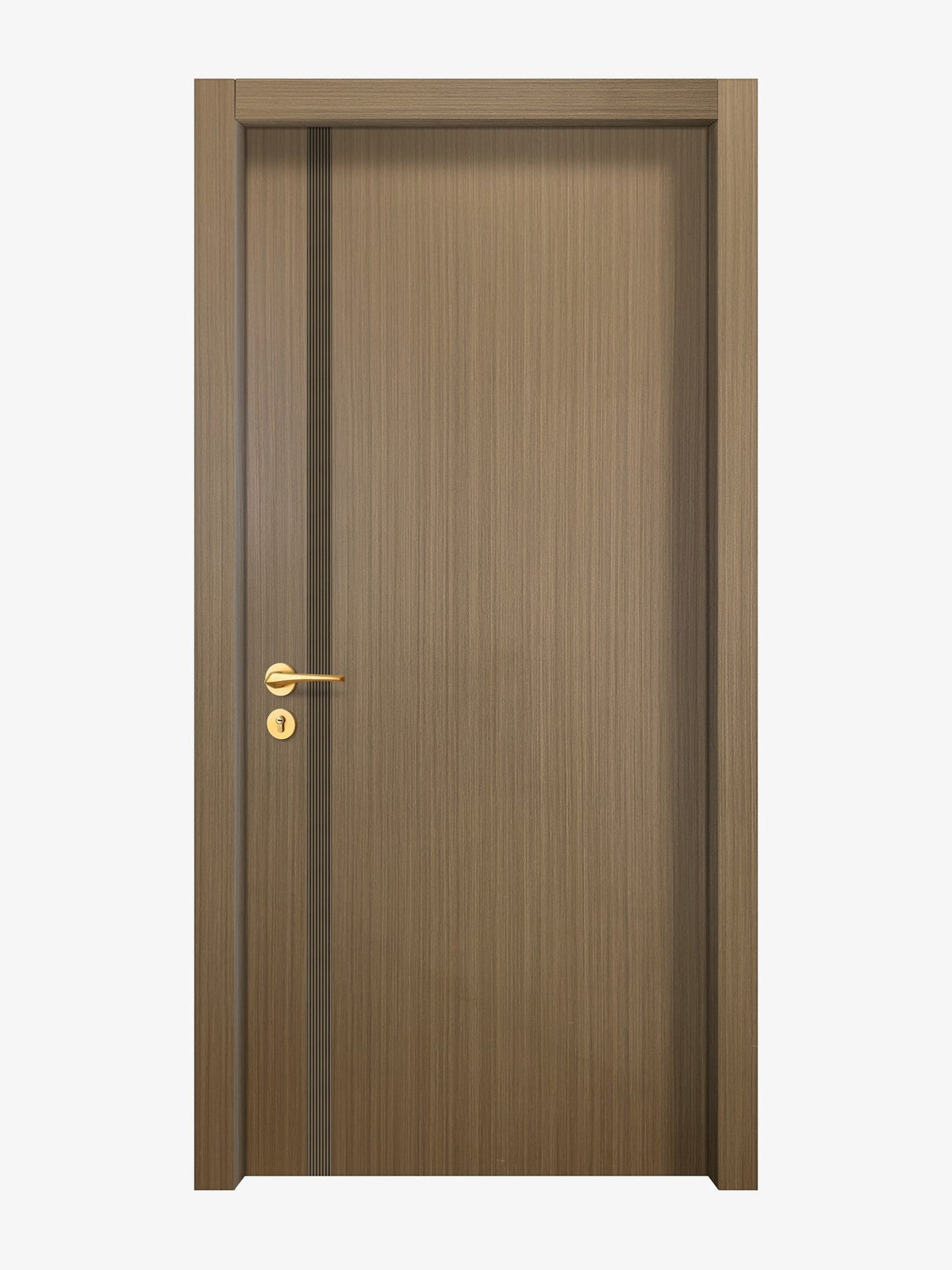 Toasted Walnut Interior Double Door Slabs - Aliyah 1L Inlay Design in Bronze epoxy