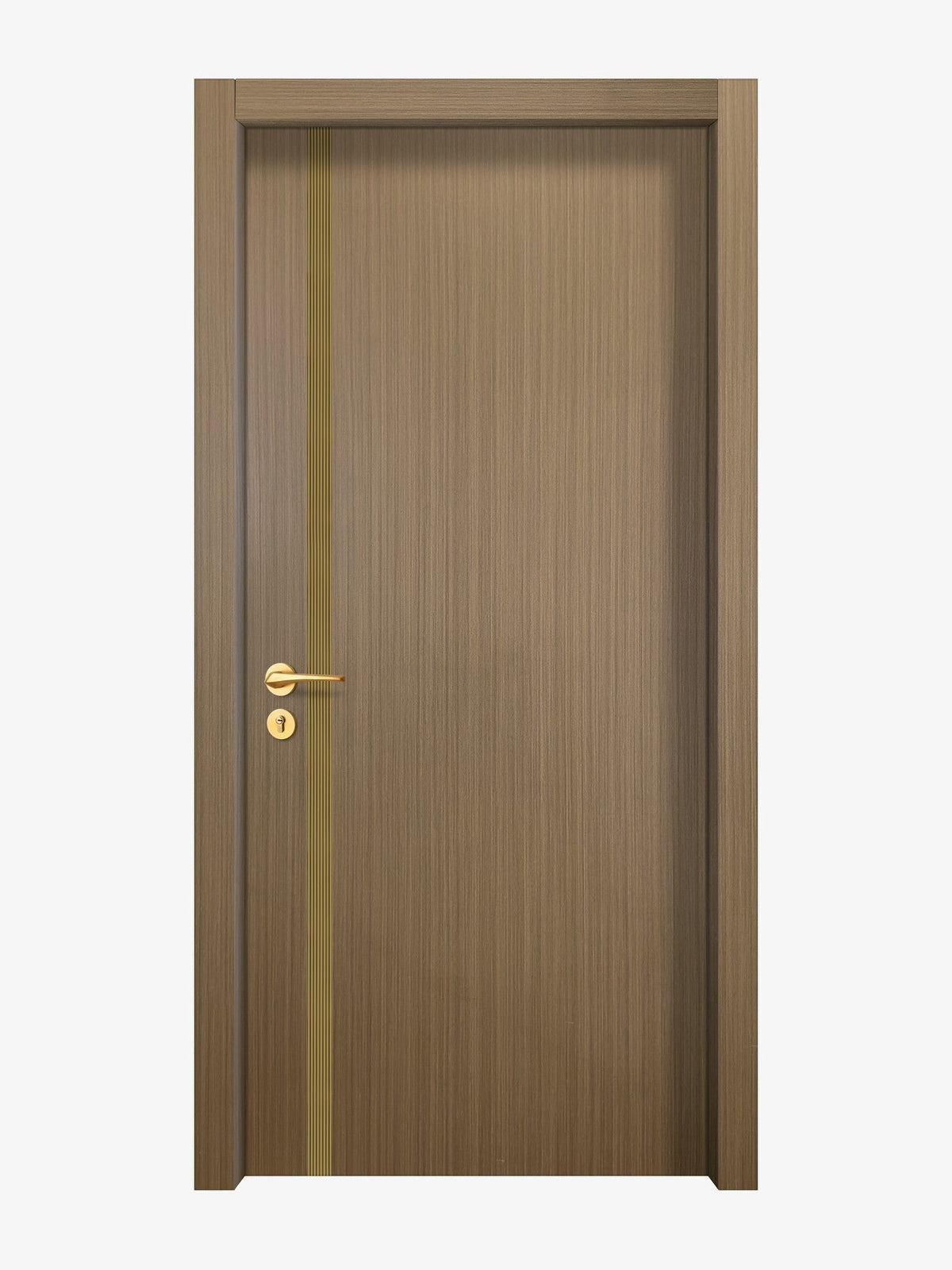 Toasted Walnut Interior Door Slab - Aliyah 1L Inlay Design in Gold epoxy