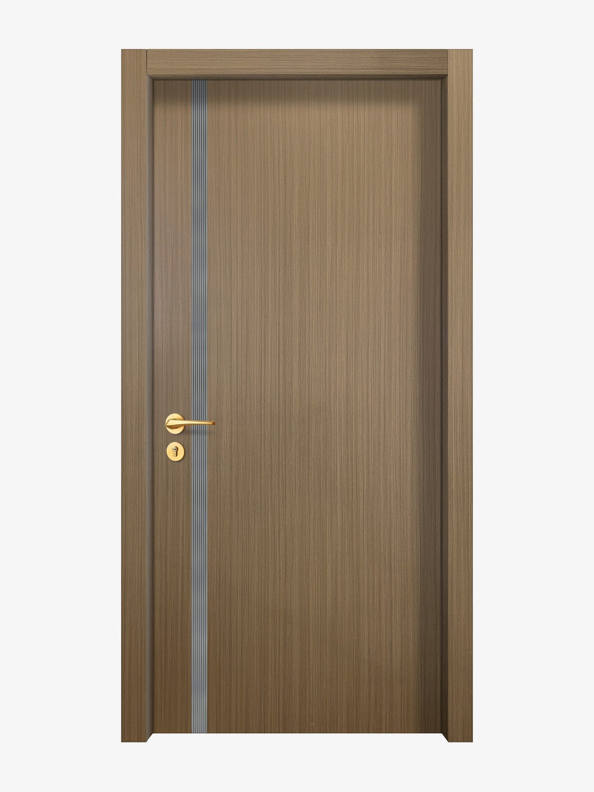 Toasted Walnut Interior Door Slab - Aliyah 1L Inlay Design in Gray epoxy