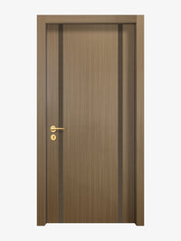 Toasted Walnut Interior Door Slab - Aliyah 2 Inlay Design in Bronze epoxy