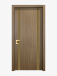 Toasted Walnut Interior Door Slab - Aliyah 2 Inlay Design in Gold epoxy