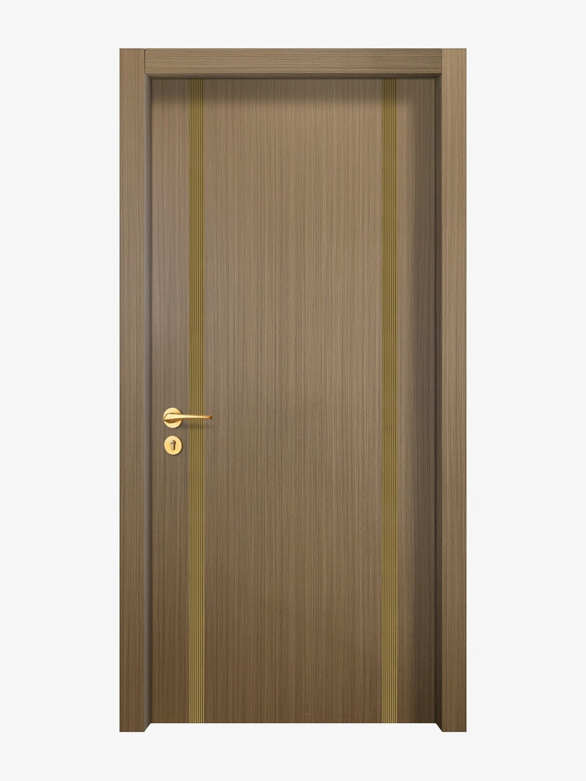 Toasted Walnut Interior Double Door Slabs - Aliyah 2 Inlay Design in Gold epoxy