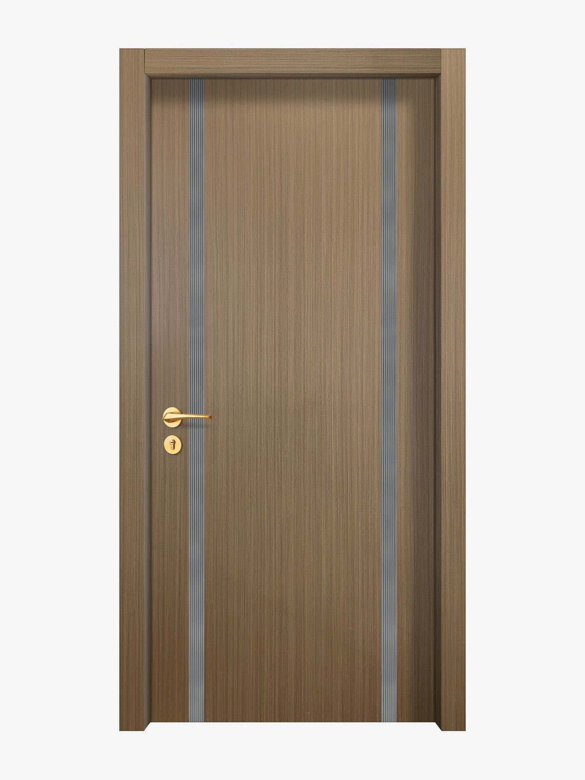 Toasted Walnut Interior Door Slab - Aliyah 2 Inlay Design in Gray epoxy