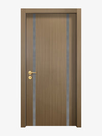 Toasted Walnut Interior Door Slab - Aliyah 2 Inlay Design in Gray epoxy
