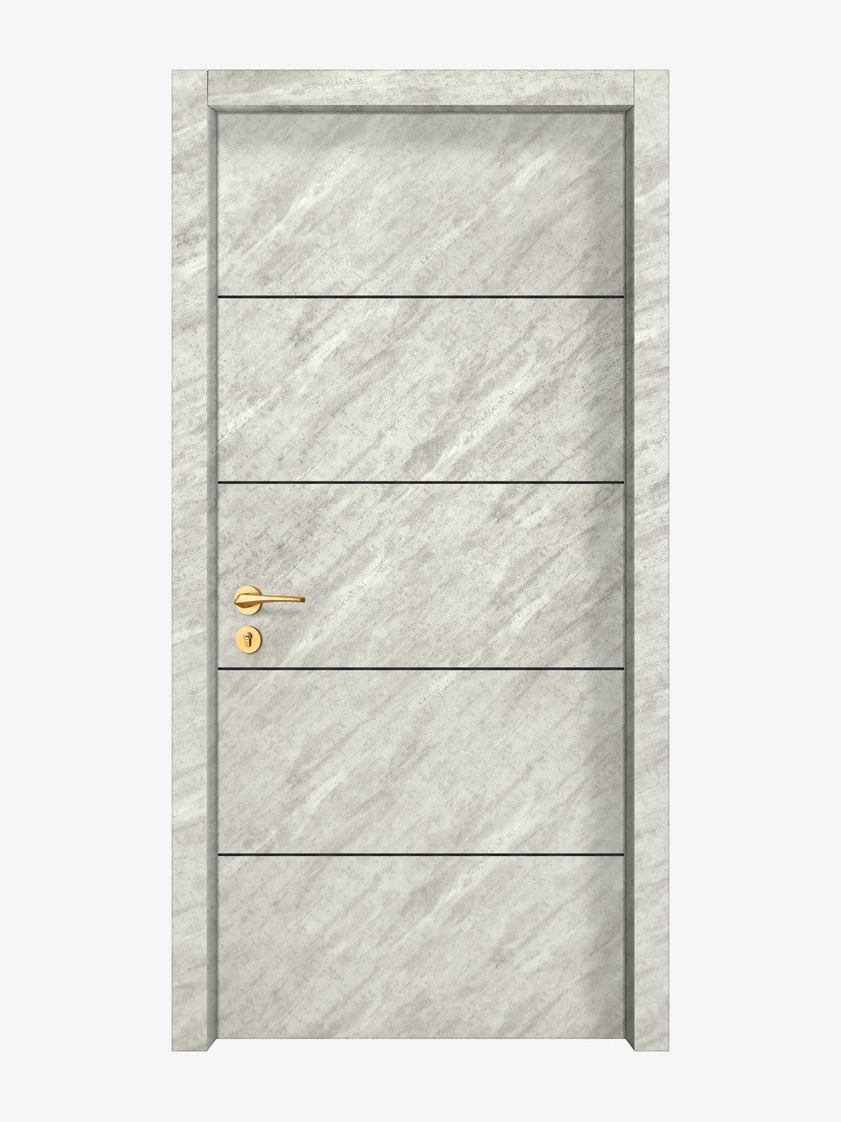 Urban Cement Interior Door Slab - Elevar 4 Concave Design in Black Pearl epoxy