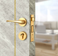Urban Cement Interior Door Slab - Aliyah 2 Concave Design in Solar Gold epoxy, angled view